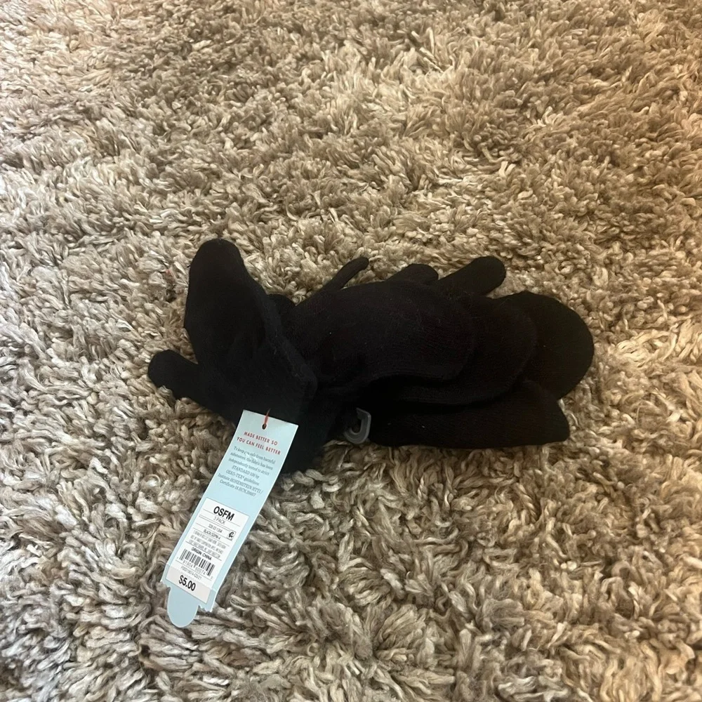 NWT Cat & Jack black kids mittens‎
